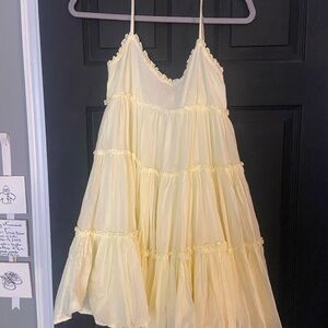 Forever 21 Light Yellow Tiered Dress